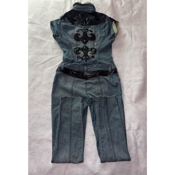 Vintage Beyonce House of Dereon Womens Large Blue Denim Jumpsuit Overall Y2K - Picture 3 of 9